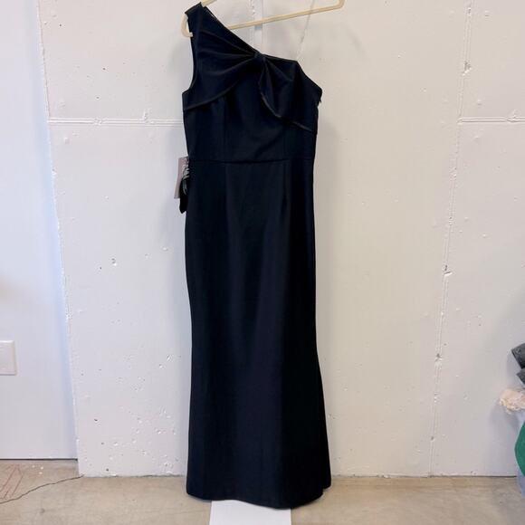 NWT JS Collections One-Shoulder Bow Gown for Cocktail Maxi Gown Sz 8 Black - Picture 1 of 12